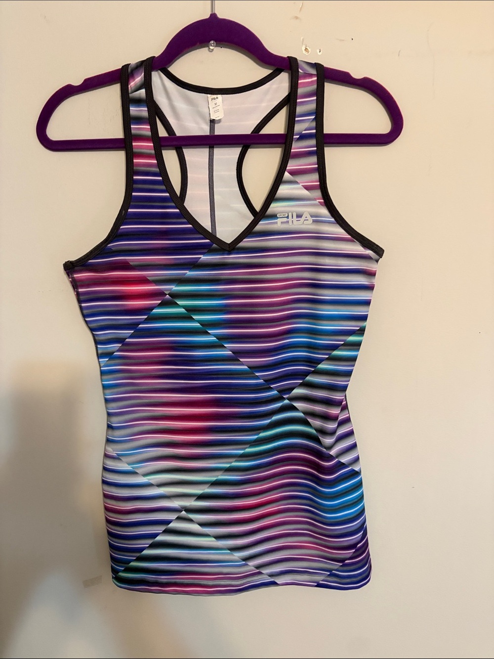 Fila Multicolor Striped Racerback Tank Top - Blue, Purple, Pink